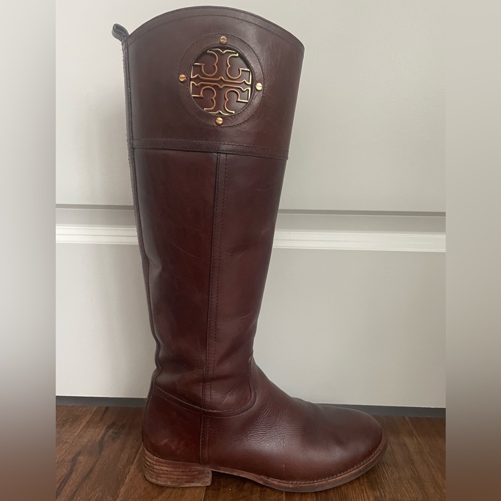 Tory Burch Kiernan Tall Brown Riding Boots Size 8 - Picture 3 of 13
